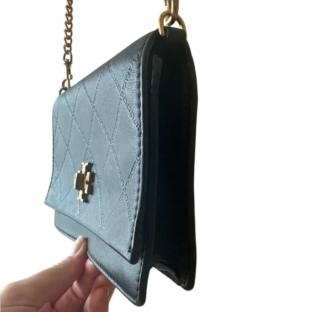 Tory Burch Georgia Quilted Turn Lock Mini Crossbody WOC Black‎